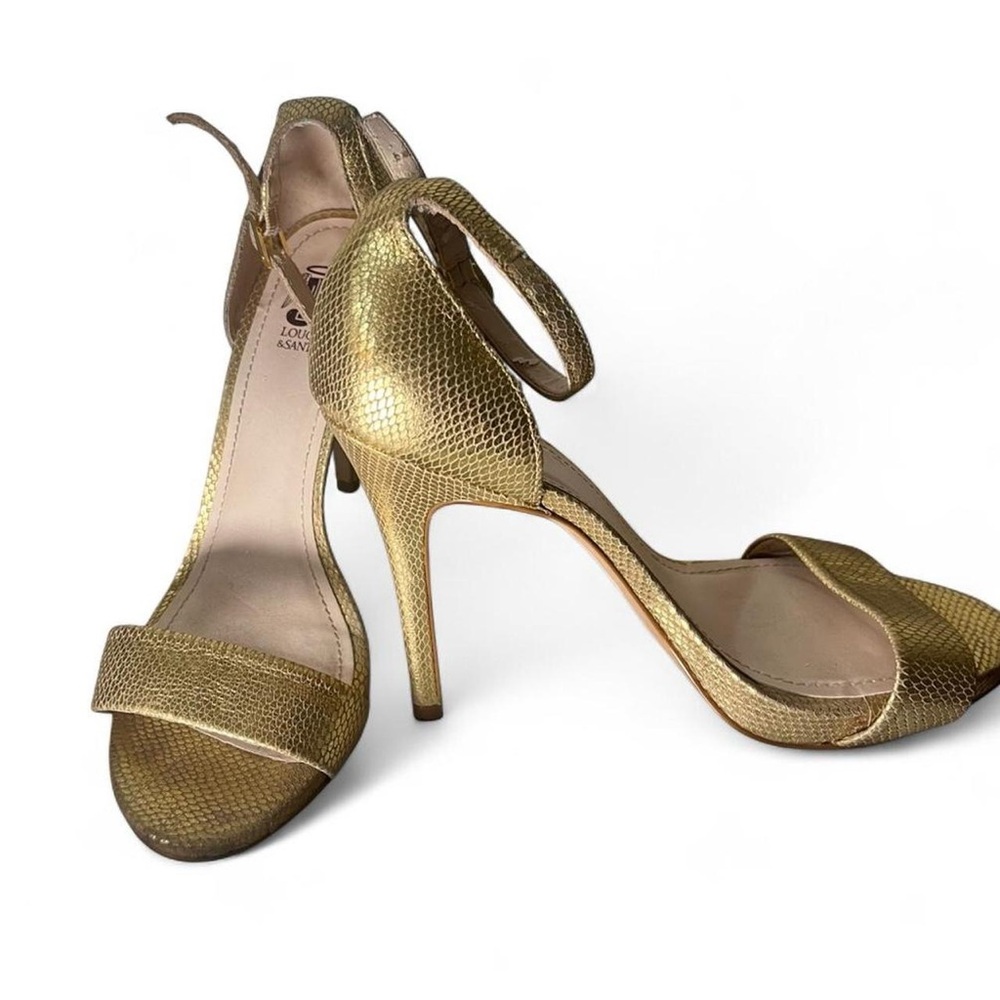 Metallic Gold Ankle-Strap Stiletto Heels